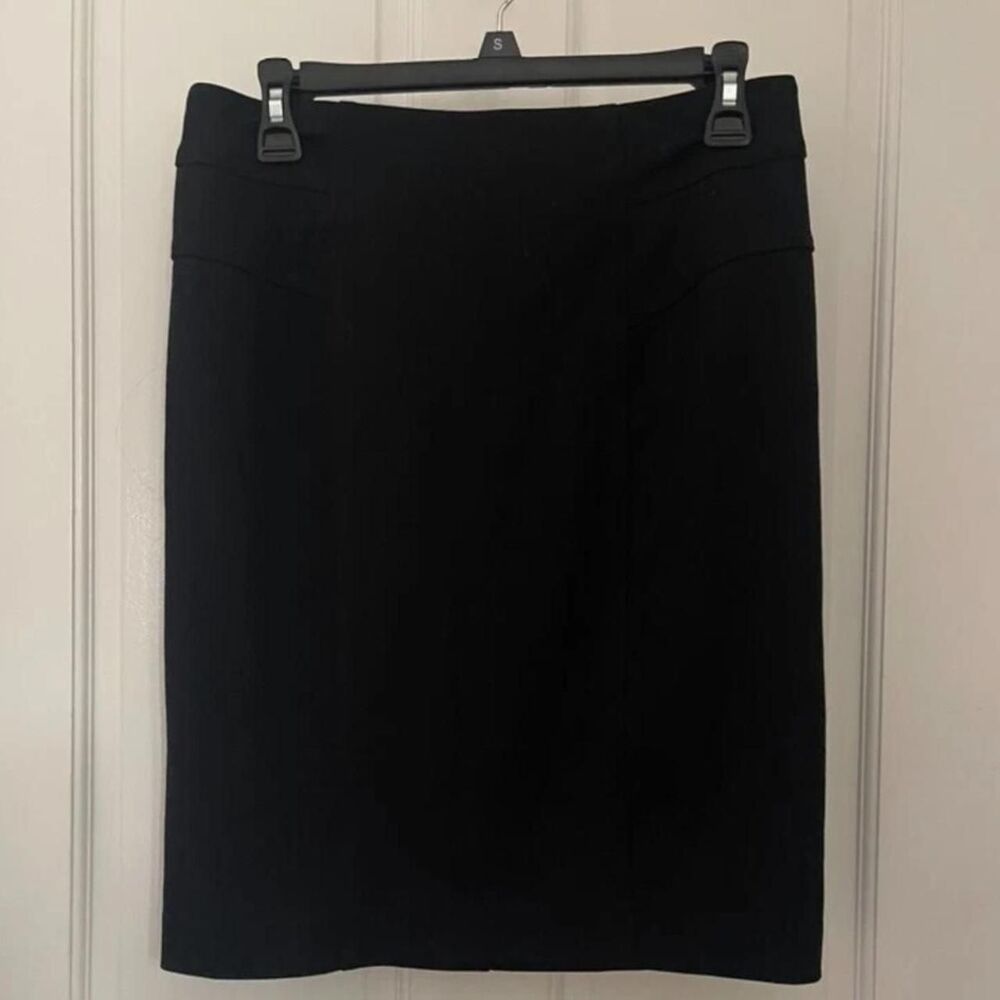 New York Company Womens Business Pencil Stretch Black Midi Zip Up Skirt Size 2